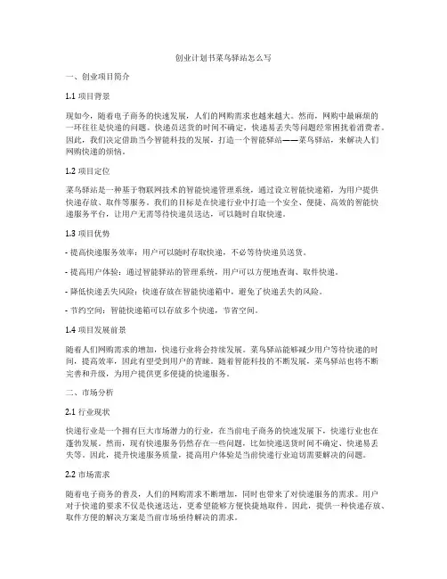 创业计划书菜鸟驿站怎么写