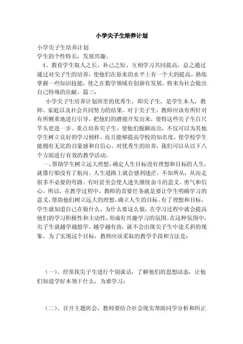 小学尖子生培养计划