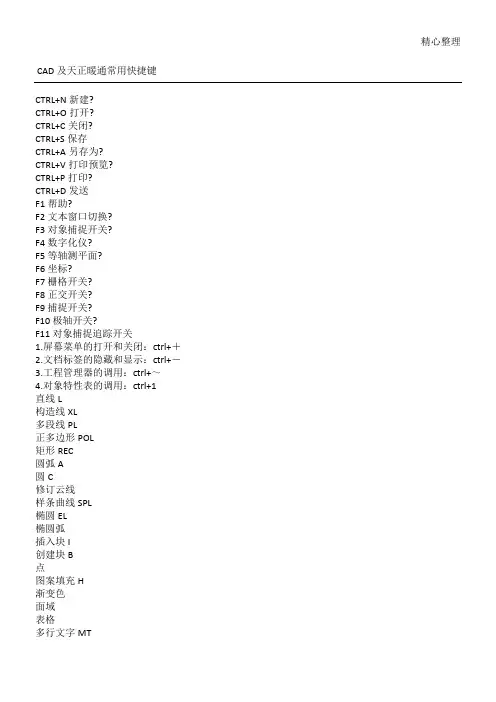 天正暖通快捷键