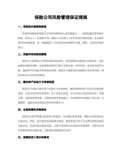 保险公司风险管理保证措施