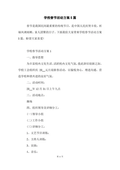 学校春节活动方案5篇