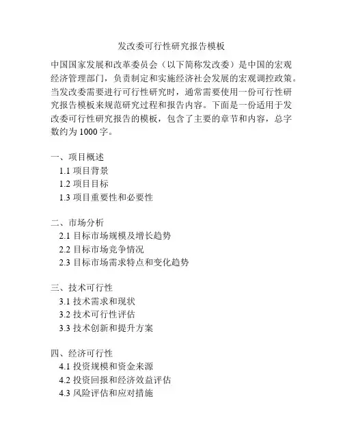 发改委可行性研究报告模板