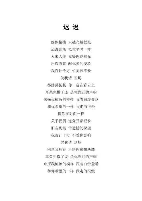 薛之谦《迟迟》歌词(专辑：天外来物)