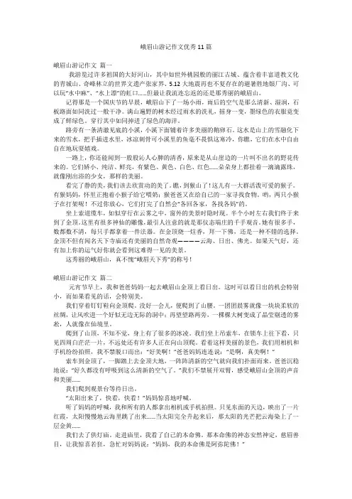 峨眉山游记作文优秀11篇