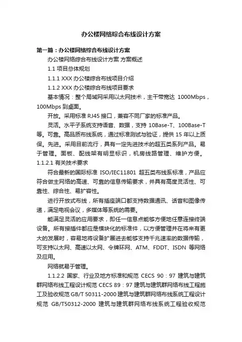 办公楼网络综合布线设计方案