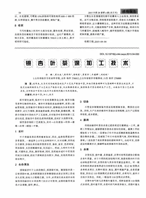 银杏叶茶深加工技术