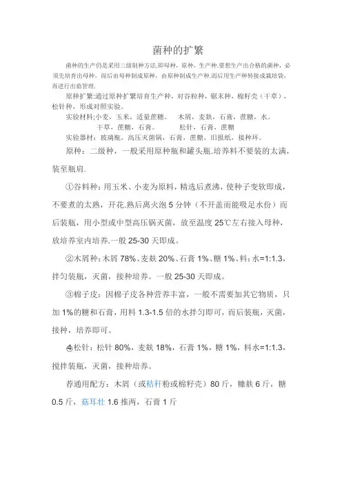 菌种的扩繁