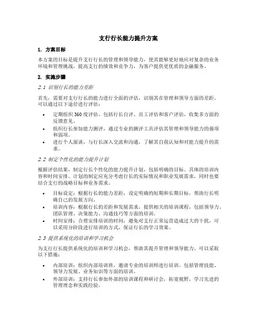 支行行长能力提升方案
