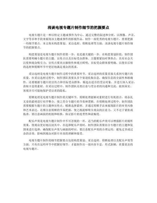 浅谈电视专题片制作细节的把握要点