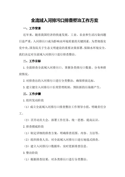 全流域入河排污口排查整治工作方案