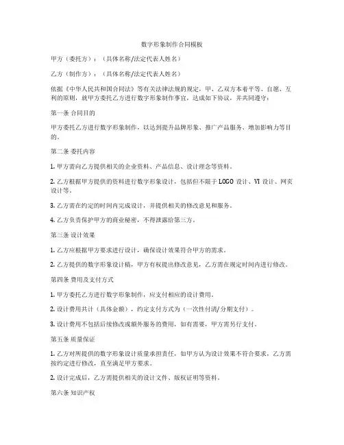 数字形象制作合同模板