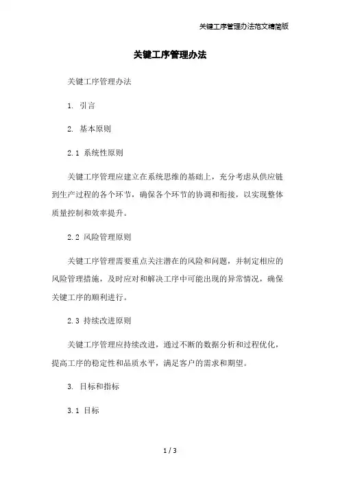 关键工序管理办法范文精简版