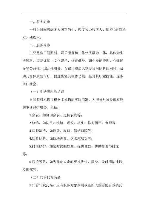 残疾人日间照料服务方案
