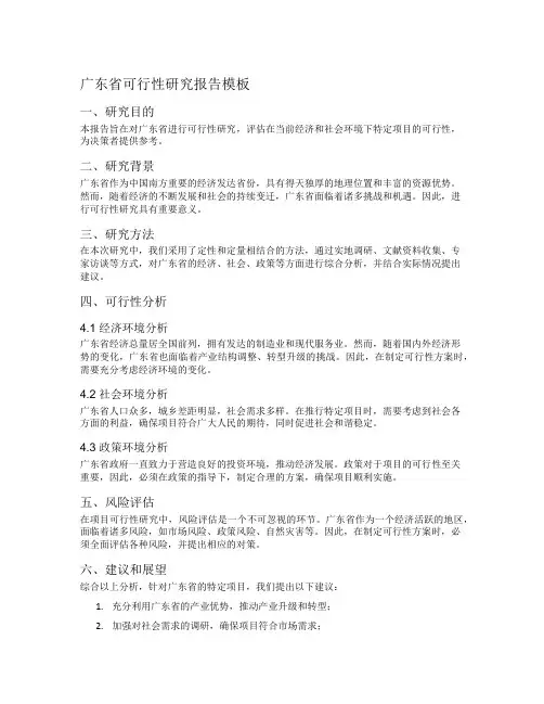 广东省可行性研究报告模板