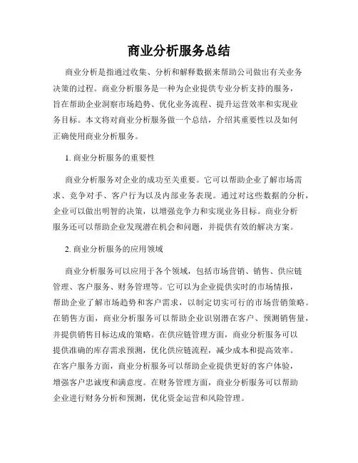 商业分析服务总结