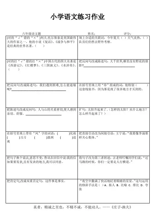 小学六年级语文拓展训练 (95)
