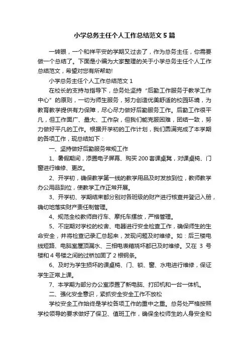 小学总务主任个人工作总结范文5篇