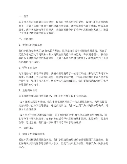 毛概思政课社会实践报告