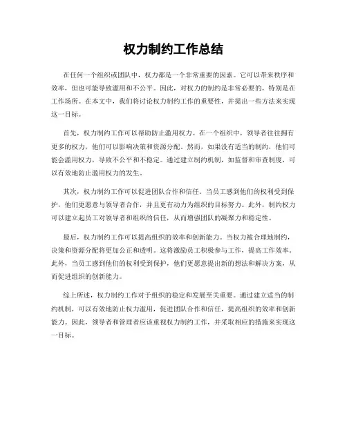 权力制约工作总结