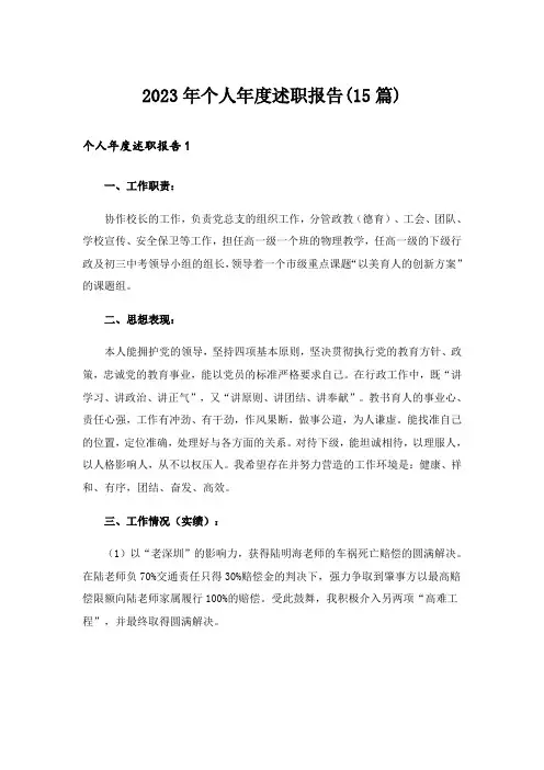 2023年个人年度述职报告(15篇)_1