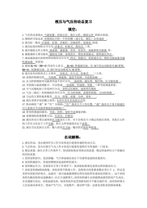液压与气压传动重点