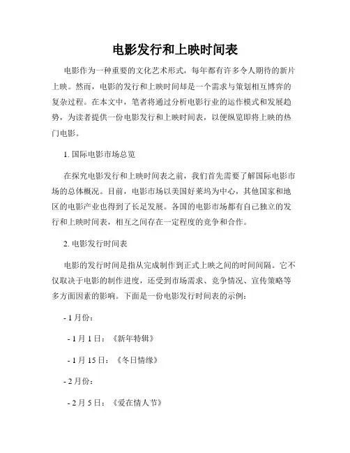 电影发行和上映时间表