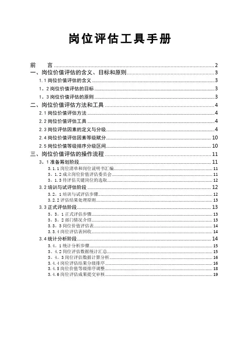 岗位价值评估工具手册