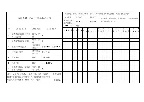 磁粉探伤机始业点检表