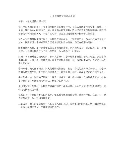 小说专题情节知识点总结