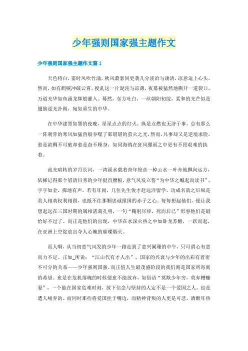 少年强则国家强主题作文