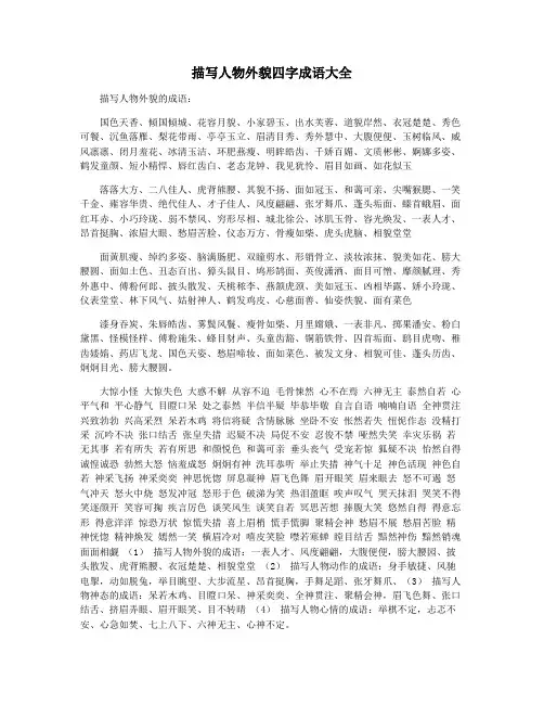 描写人物外貌四字成语大全