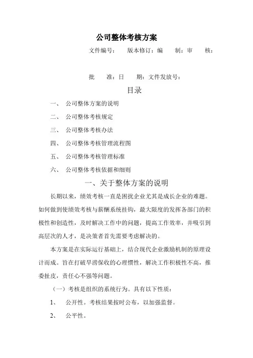 公司整体目标绩效管理方案全套