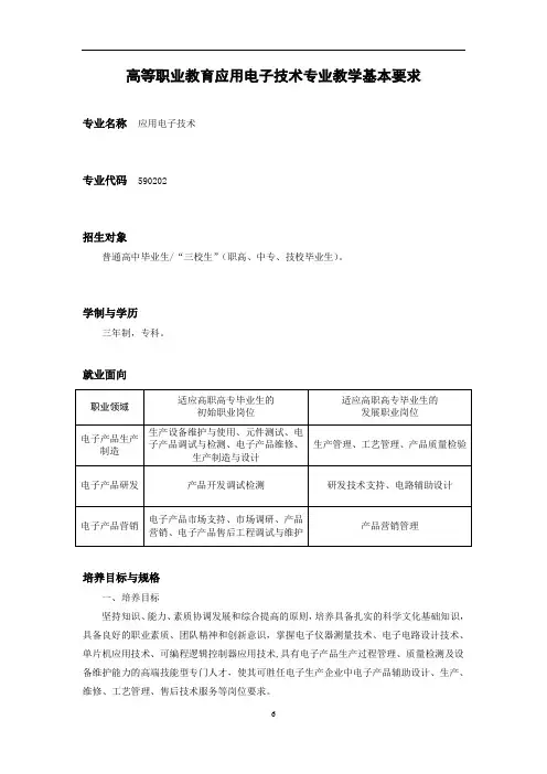 应用电子技术专业(专业代码590202)-20120117修改稿