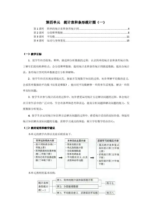 苏教版四年级数学上册第四单元统计表和条形统计图一 教案教学设计(含单元教材分析及教学反思)
