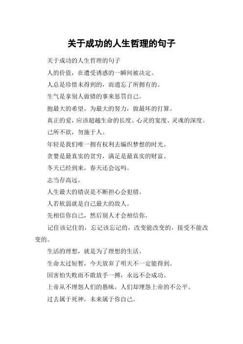关于成功的人生哲理的句子