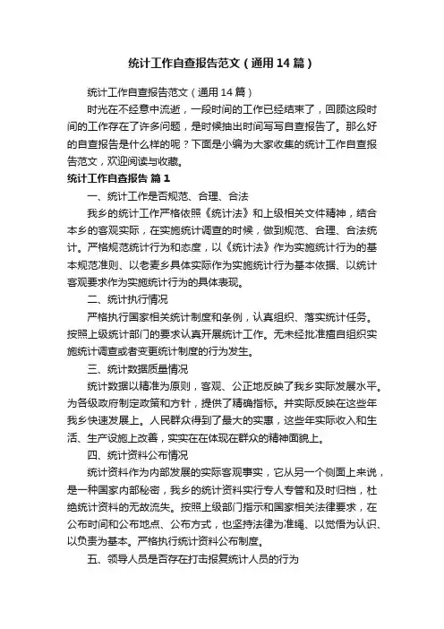 统计工作自查报告范文（通用14篇）