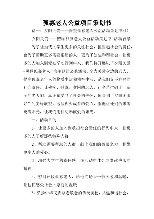 孤寡老人公益项目策划书
