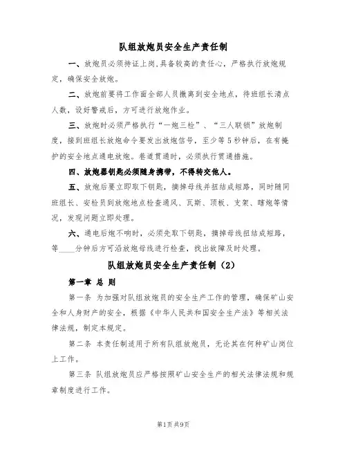 队组放炮员安全生产责任制（5篇）