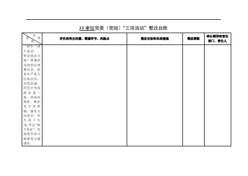 XX单位领导班子“三项活动”整改台账