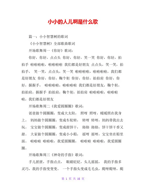 小小的人儿啊是什么歌