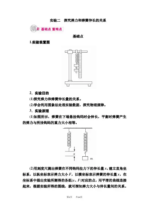 高考物理一轮教学案：专题十二考点一实验二 探究弹力和弹簧伸长的关系 含解析