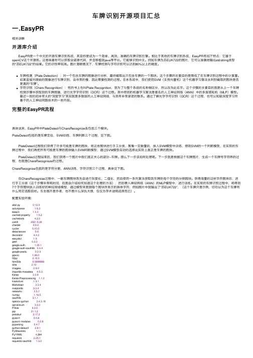 车牌识别开源项目汇总