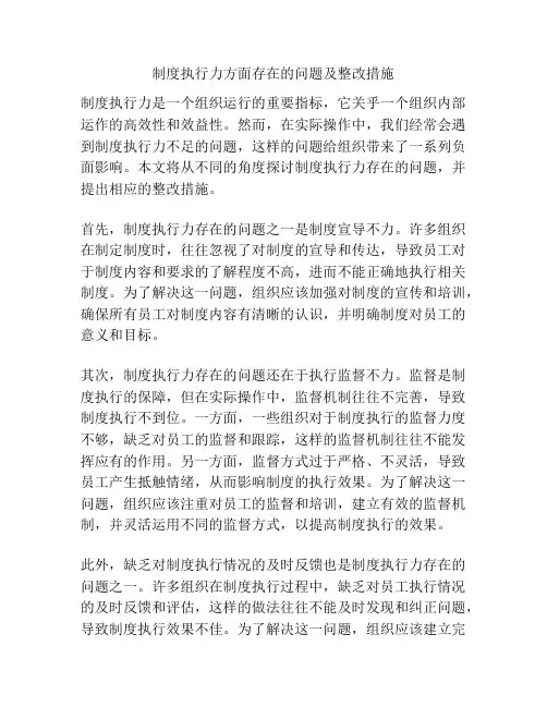 制度执行力方面存在的问题及整改措施