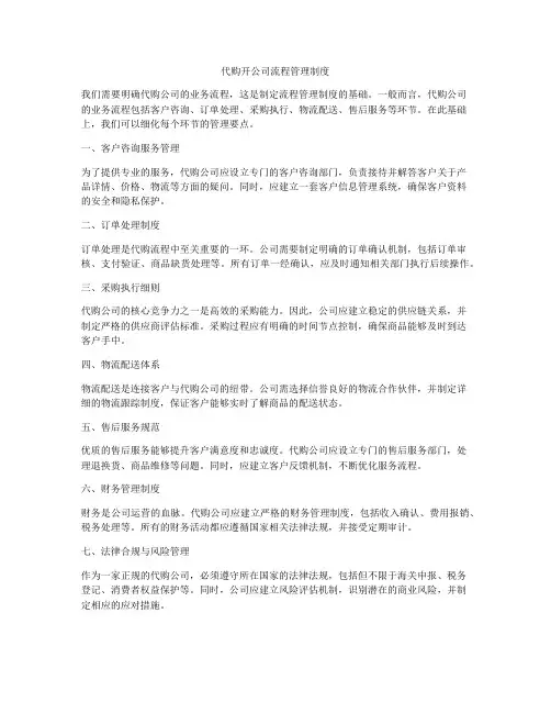 代购开公司流程管理制度