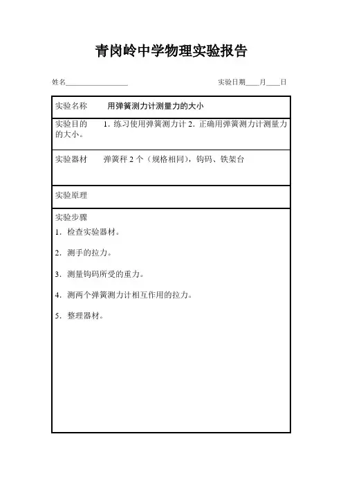 用弹簧测力计测量力的大小