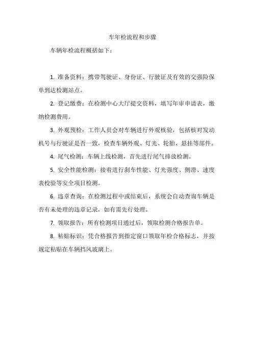 车年检流程和步骤