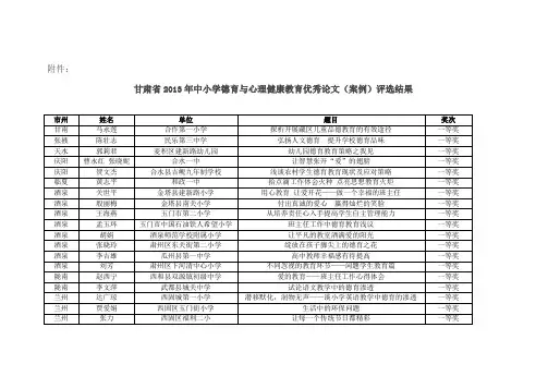 2013年中小学德育与心理健康教育优秀论文(案例)评选结果