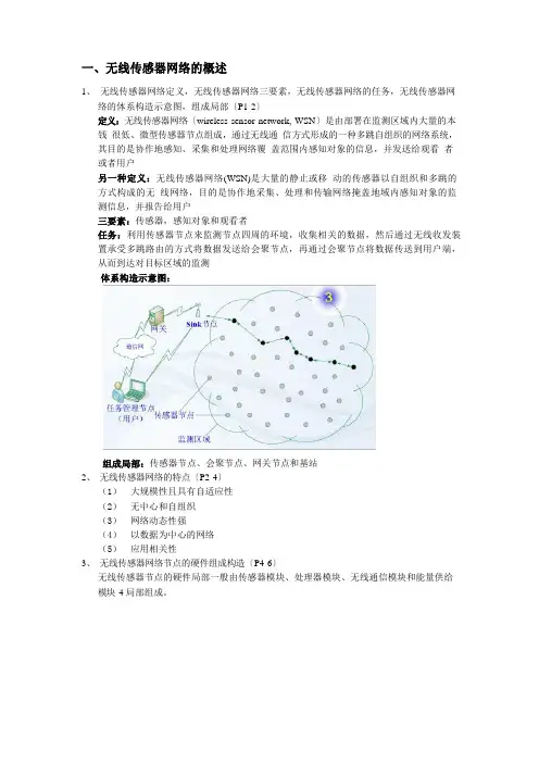 无线传感器网络知识点归纳