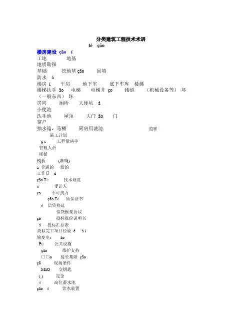 葡萄牙语建筑类词汇个人总结丰富实用