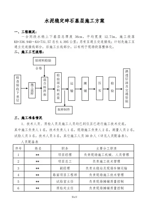 水泥稳定碎石基层施工方案